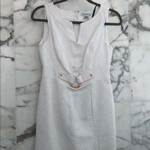 White Liz Claiborne dress with gold hardware